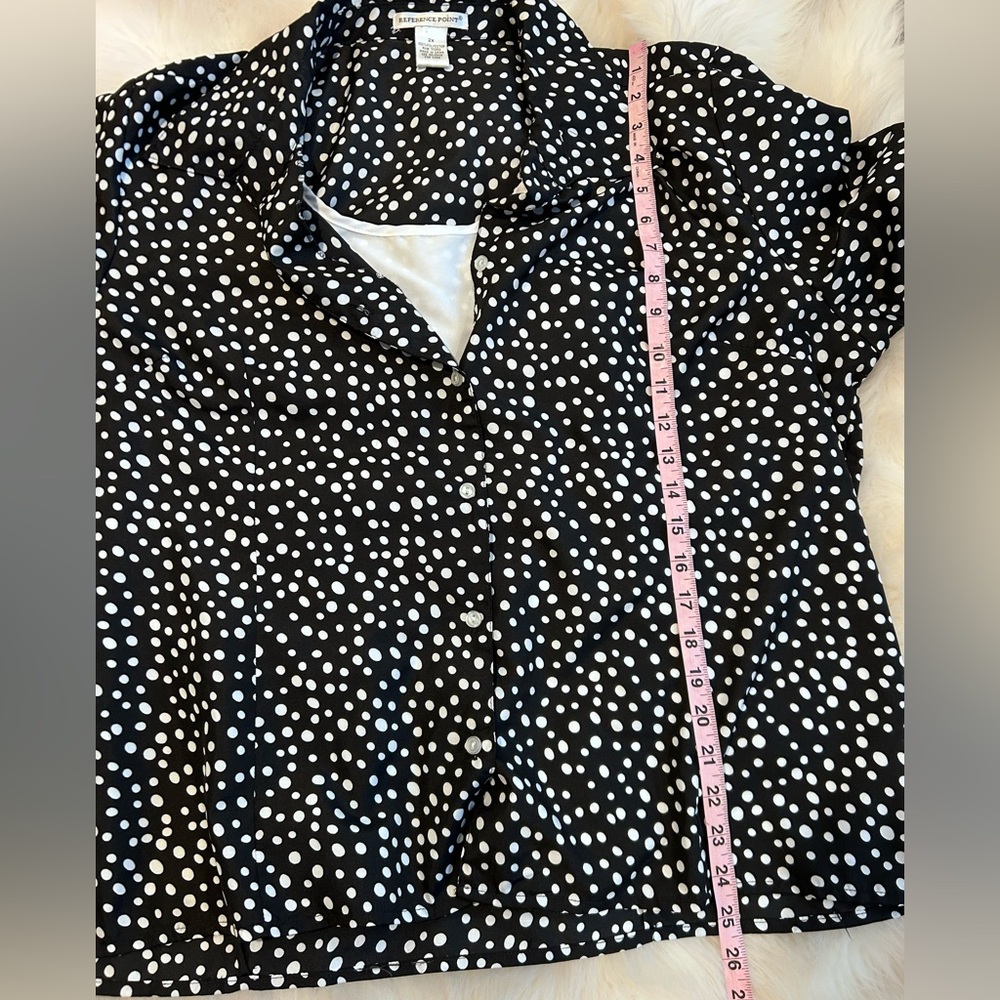 Reference Point Black Polka Dot Blouse - image 3